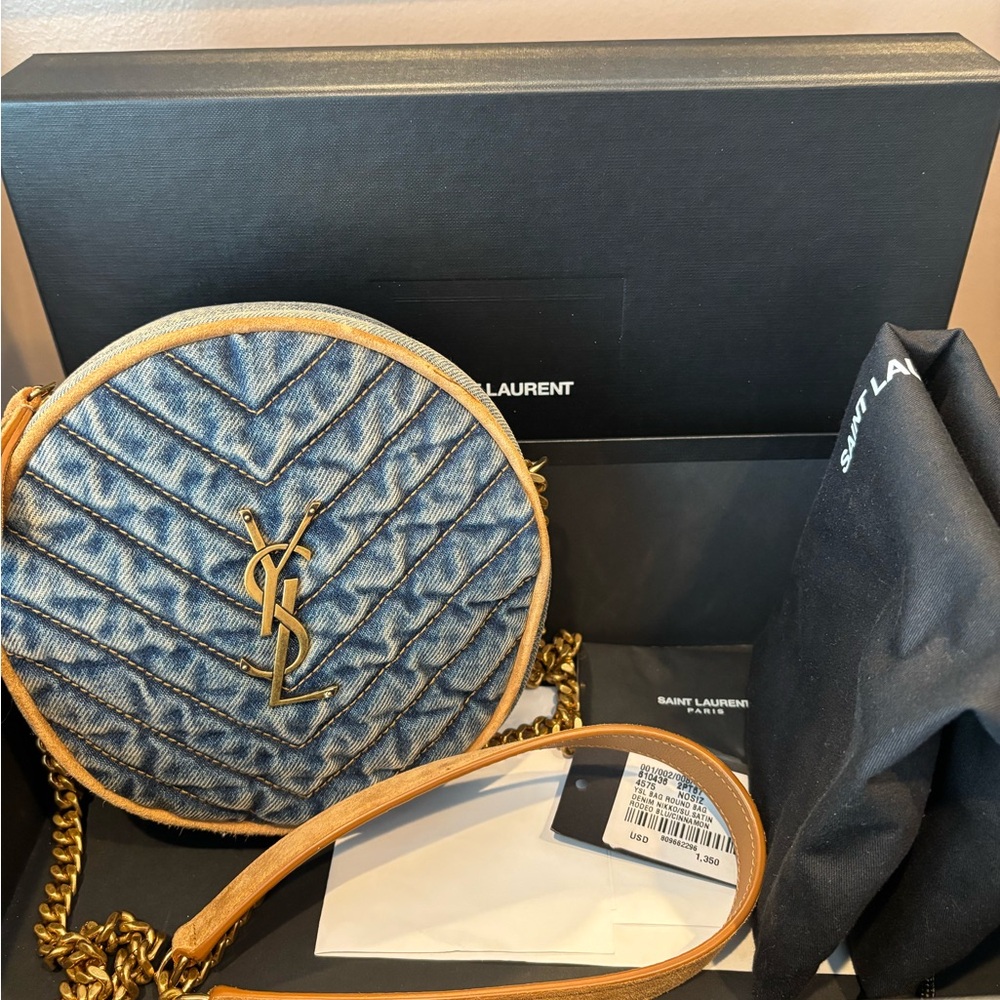 YSL Saint Laurent Denim Rodeo Crossbody Bag